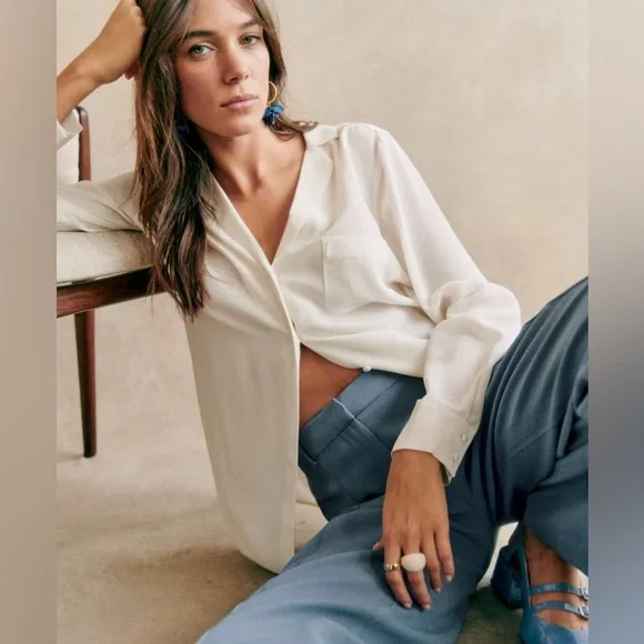 Sezane Florence Shirt in Ecru - Size 40, US 8 - NWT - Picture 11 of 12